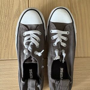 Converse Women’s Low Top Canvas Sneakers in Grey and White